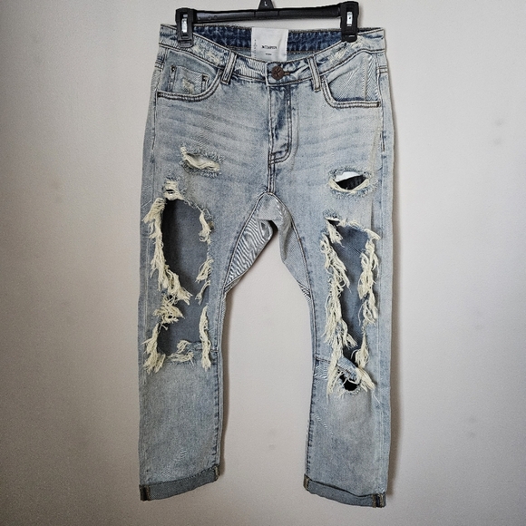 One Teaspoon Jeans Distressed Light Blue denim ripped Neutral Casual Comfy - Picture 14 of 14